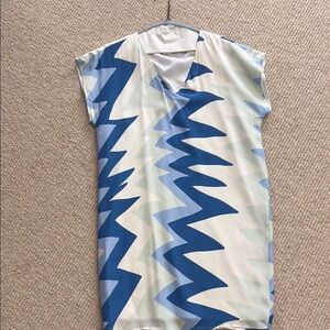 Blue and White Zigzag Pattern Dress